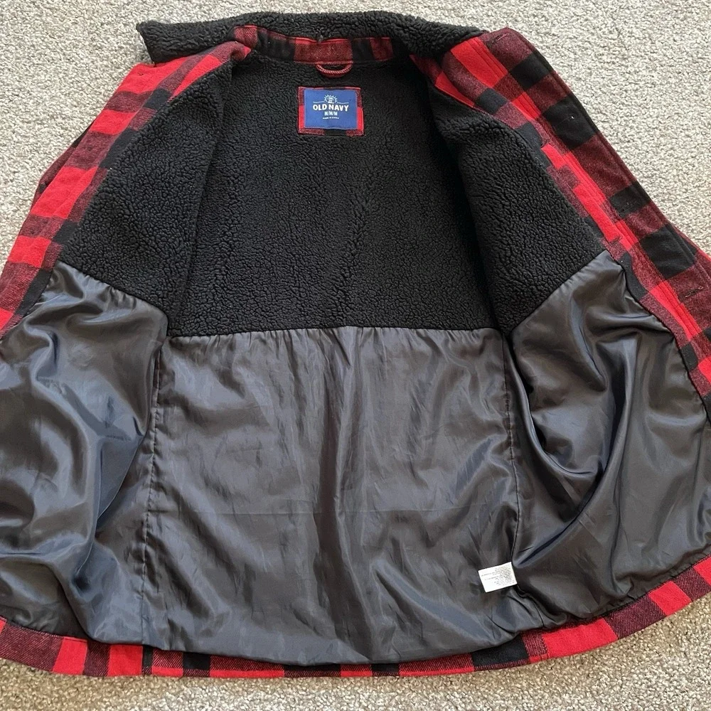 Old Navy Men's M Buffalo Plaid  Jacket‎ Sherpa Lined Chore Utility Wool Blend